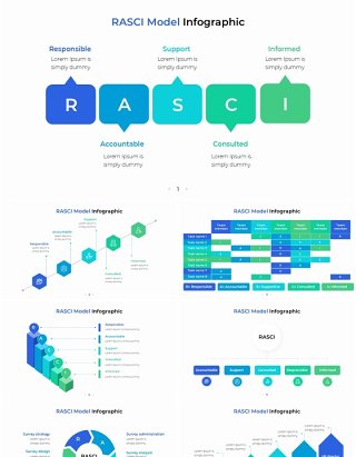 责任分配矩阵信息图PPT模板素材RASCI Model Infographic