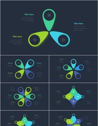 圆形图三角形信息图PPT模板Animated_Diagrams_Infographic_[Dark]