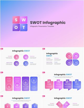 创意SWOT竞品分析PPT素材模板SWOT Infographic Light