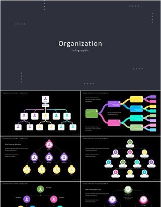 深色系组织架构图PPT信息图表素材Organization Infographic Dark