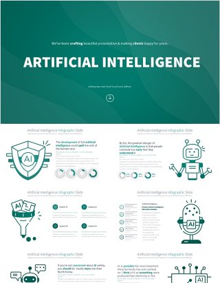 人工智能PPT模板素材信息图Artificial intelligence - Color 01 (Teal)