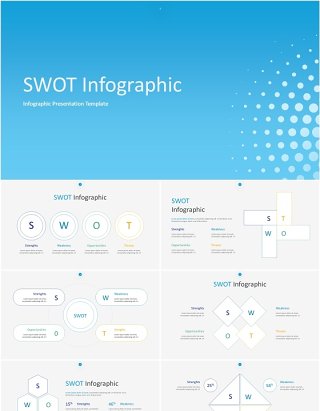 线形SWOT图表分析PPT模板SWOT Infographic