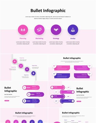 商业项目信息图表PPT模板Bullet Infographic - Presentation Template