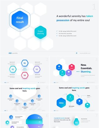 六角形生产线条流程图PPT素材Hexagonal  Lamp Line & Flowchart