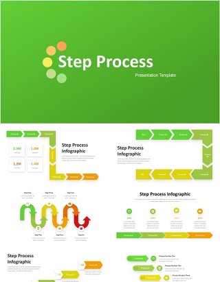 项目步骤流程图信息图PPT模板Step Process - Presentation Template