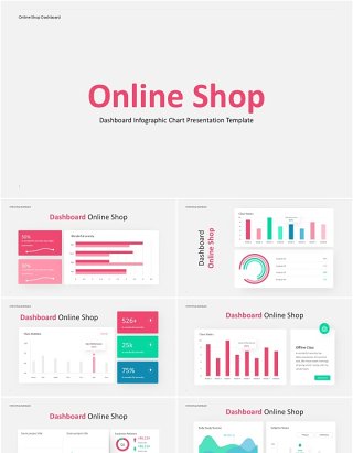 网店线上仪表盘PPT模板Dashboard Online Shop (Light)