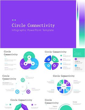 圆形信息图表PPT模板素材Circle Connectivity Infographics