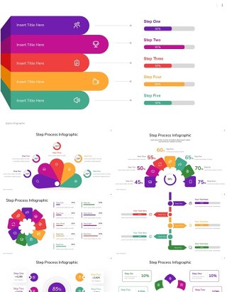 步骤流程图信息图表PPT模板Step Process Infographic