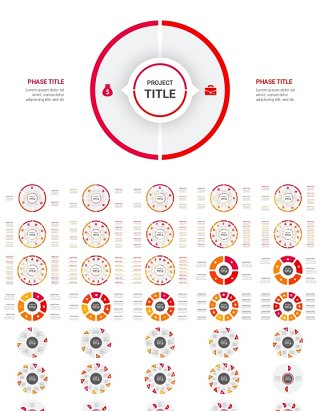 红色循环图圆形信息图PPT模板素材Cycle Infographics