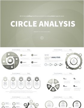 圆形信息图分析PPT模板Circle Analysis - Color 11 (Gold)