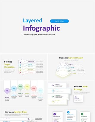 商业分层信息图表PPT模板Layered Infographic