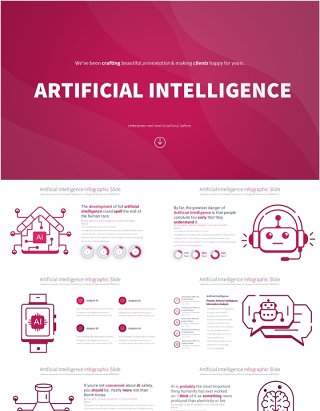 AI人工智能信息图PPT模板Artificial intelligence - Color 08 (Pink)