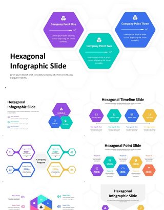 六边形信息图表PPT模板Hexagonal Infographic