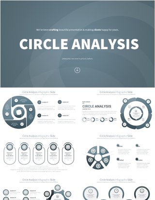 圆形信息图分析PPT模板Circle Analysis - Color 04 (Blue Grey)