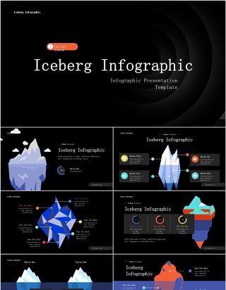 深色冰山信息图表PPT素材模板Iceberg Infographic (Dark)