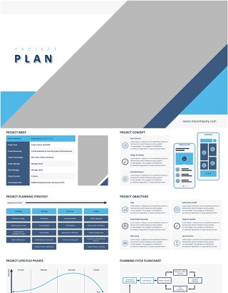 项目计划可插图PPT模板ProjectPlan_Blue