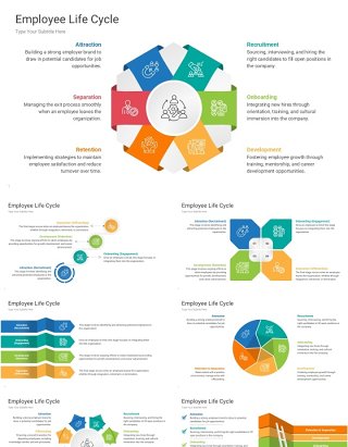 员工生活周期信息图PPT模板Employee Life Cycle