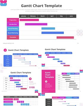 甘特图项目计划表PPT素材模板Gantt Diagram PowerPoint Template