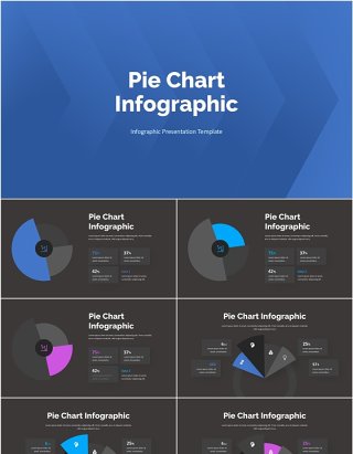 饼图圆形信息图表PPT模板Pie Chart Infographic Dark