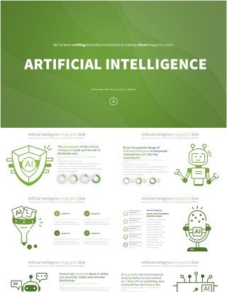 人工智能PPT模板素材信息图Artificial intelligence - Color 03 (Light Green)