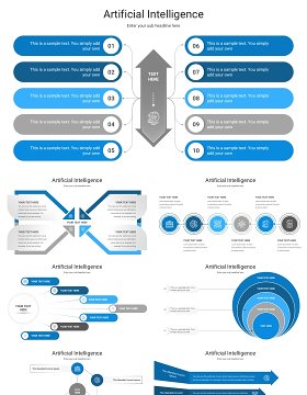 蓝色简约商务人工智能信息图表ppt素材