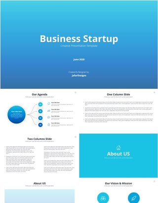 蓝色创业公司信息图PPT模板Blue Business Startup PowerPoint