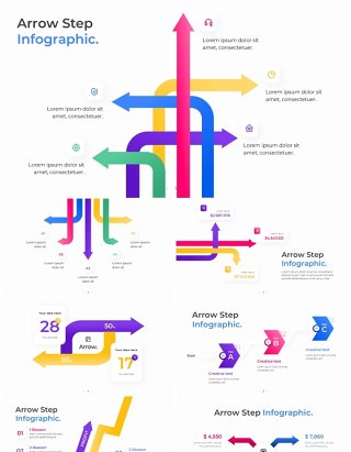 多彩箭头步骤信息图ppt素材