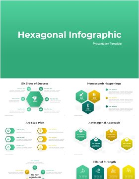 六边形结构信息图PPT模板素材Hexagonal Infographic - Presentation Template