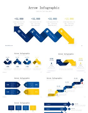 蓝色商务箭头信息图ppt素材