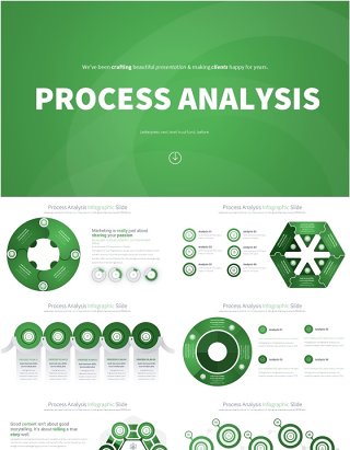 绿色流程过程分析PPT模板素材Process Analysis - Color 02 (Green)