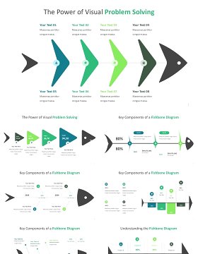 绿色简洁鱼骨图信息图表ppt素材