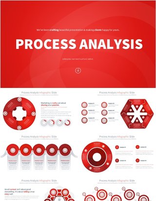 红色流程过程分析PPT模板素材Process Analysis - Color 10 (Red)