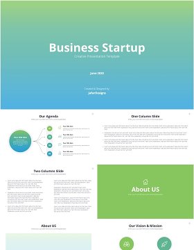 绿色商业创业公司信息图PPT模板Green Business Startup PowerPoint