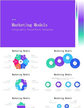 营销模式信息图PPT模板素材Marketing Models Infographics