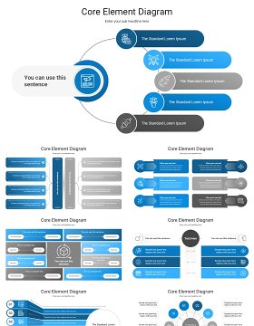 蓝色简约核心元件图产品分析信息图ppt素材