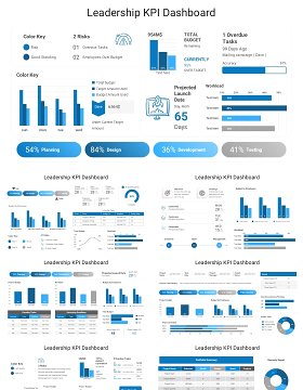 蓝色商业领导力KPI仪表板可视化信息图ppt素材
