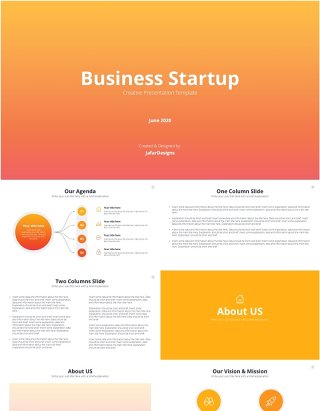 橙色商业公司创业信息图PPT模板Orange Business Startup PowerPoint