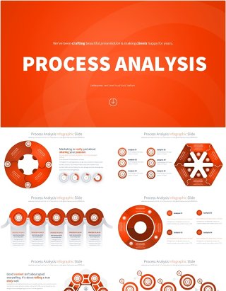 橙色流程过程分析PPT模板素材Process Analysis - Color 09 (Orange)