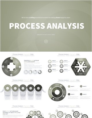 金色流程过程分析PPT模板素材Process Analysis - Color 11 (Gold)