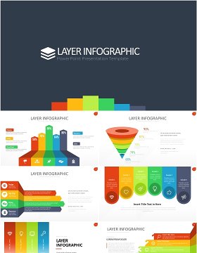 多彩图层结构信息图PPT模板素材Wide Light Layer Infographic