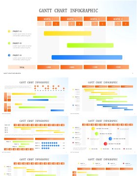 亮橙色项目甘特图信息图表ppt素材