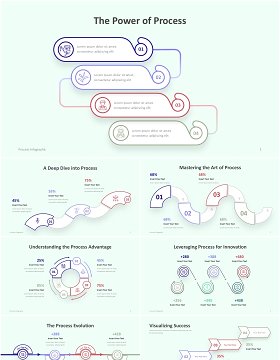 浅色创意项目流程图市场分析信息图ppt素材