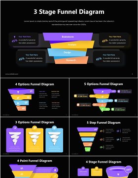 深色多彩创意漏斗图信息图表ppt素材