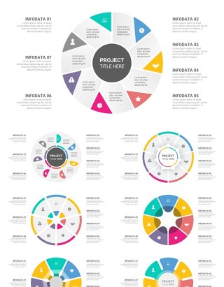 彩色七项循环图信息图表ppt素材