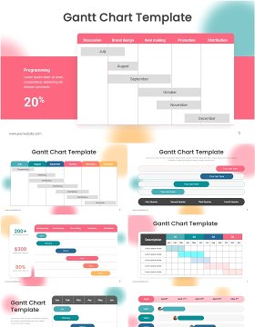 粉彩项目进度甘特图信息图表ppt素材