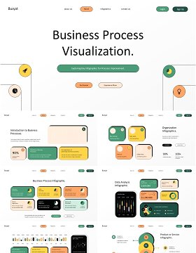 白色现代业务流程方法信息图PPT模板素材white modern business process method infographics