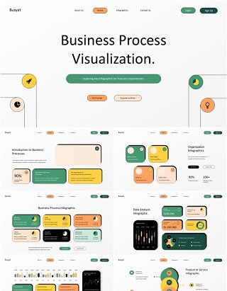 白色现代业务流程方法信息图PPT模板素材white modern business process method infographics