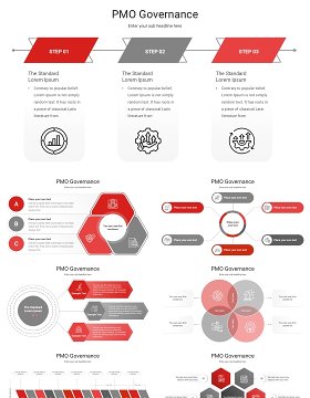 红色PMO治理项目分析信息图ppt素材