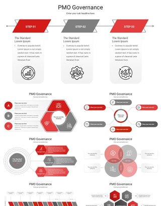 红色PMO治理项目分析信息图ppt素材