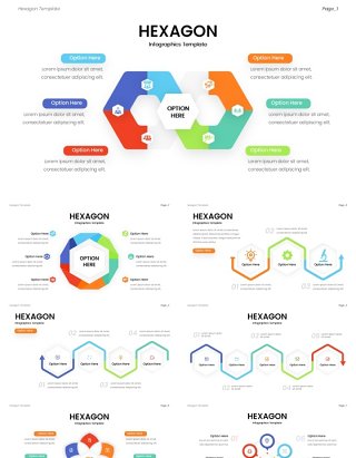 彩色商业六角形信息图ppt素材